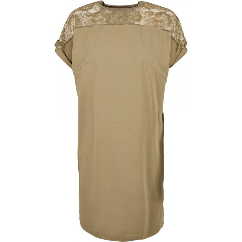 URBAN CLASSICS Ladies Lace Tee Dress - khaki