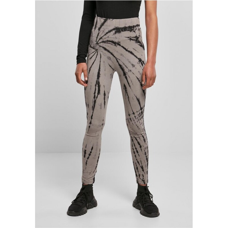URBAN CLASSICS Ladies Cotton Tie Dye High Waist Leggings - black/asphalt