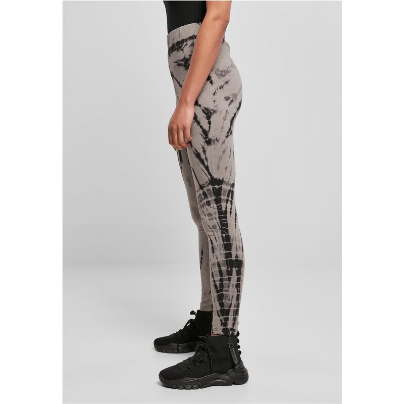 URBAN CLASSICS Ladies Cotton Tie Dye High Waist Leggings - black/asphalt