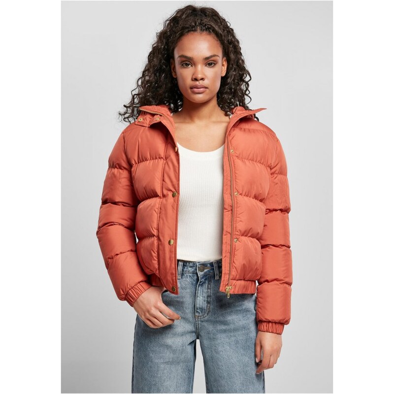 Dámská zimní bunda Urban Classics Ladies Hooded Puffer Jacket - cihlově červená