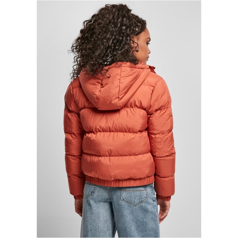 Dámská zimní bunda Urban Classics Ladies Hooded Puffer Jacket - cihlově červená