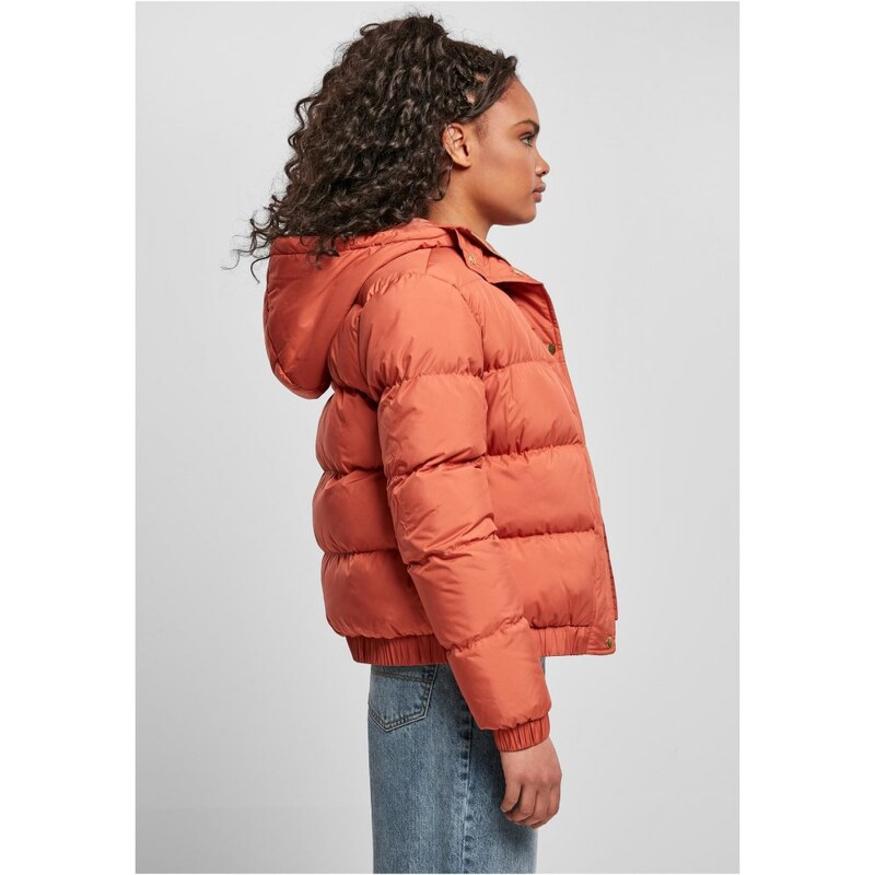 Dámská zimní bunda Urban Classics Ladies Hooded Puffer Jacket - cihlově červená