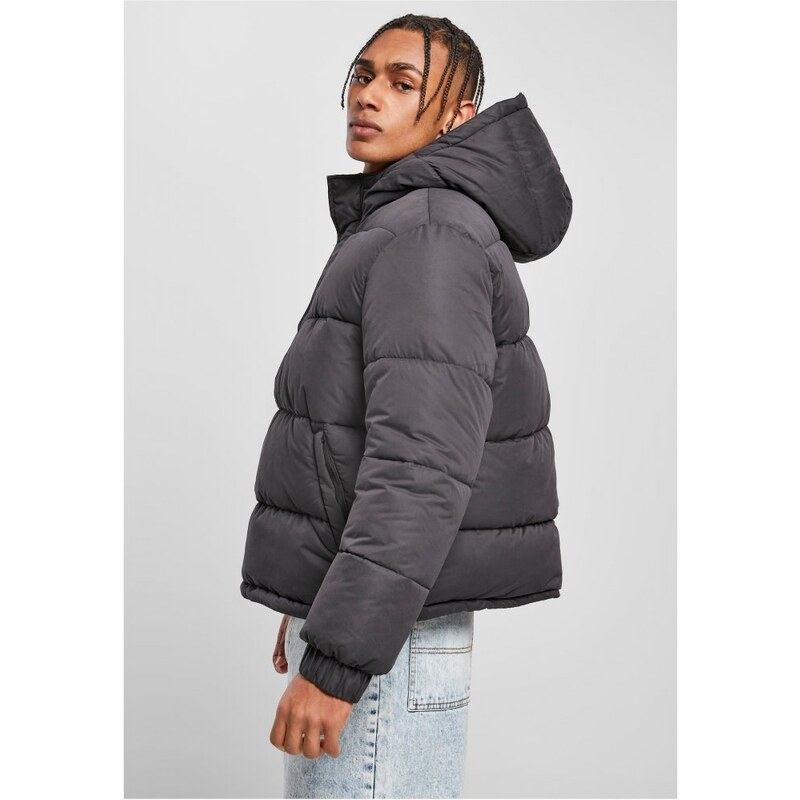 Černá pánská zimní bunda Urban Classics Hooded Cropped Pull Over