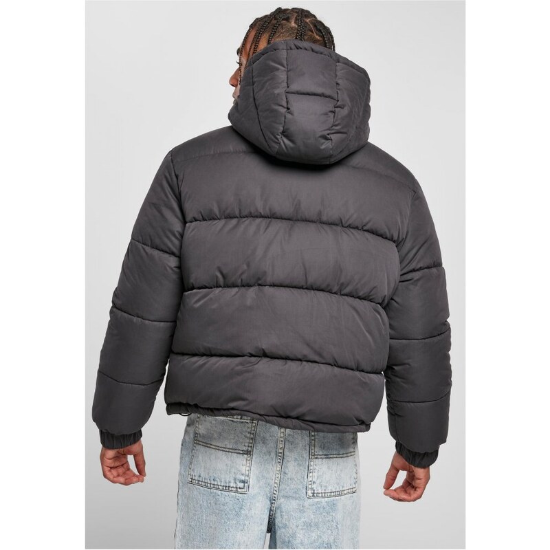 Černá pánská zimní bunda Urban Classics Hooded Cropped Pull Over
