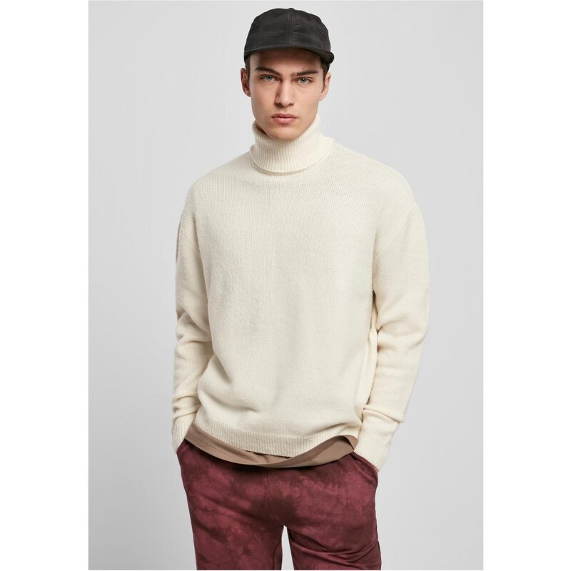 Pánský svetr Urban Classics Oversized Roll Neck Sweater - bílý