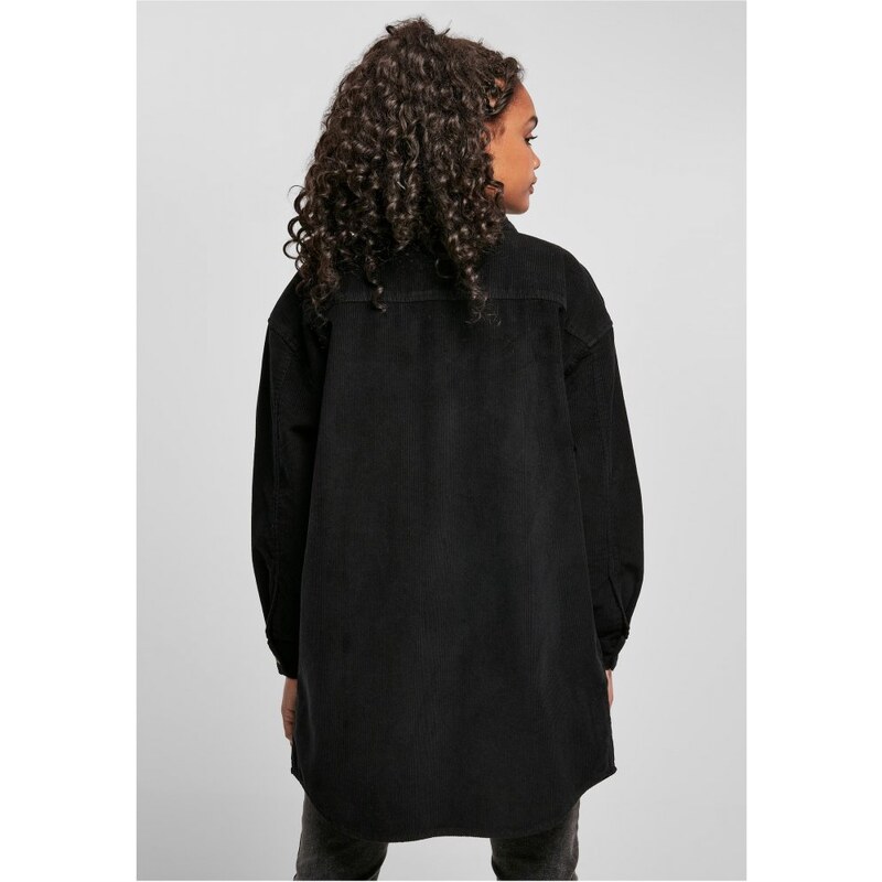 URBAN CLASSICS Ladies Long Corduroy Overshirt - black