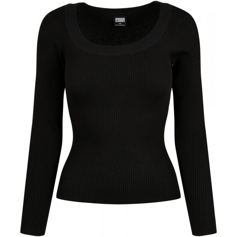 URBAN CLASSICS Ladies Wide Neckline Sweater - black