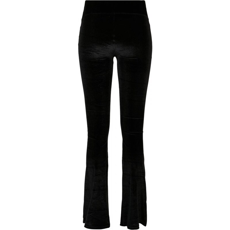 URBAN CLASSICS Ladies High Waist Velvet Boot Cut Leggings - black