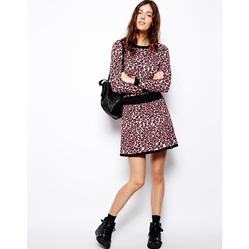 ASOS Leopard Skater Skirt In Knit - Multi