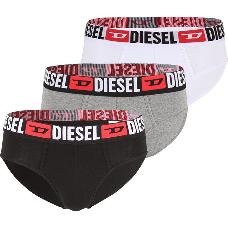 DIESEL Slipy Andre šedý melír / světle červená / černá / bílá