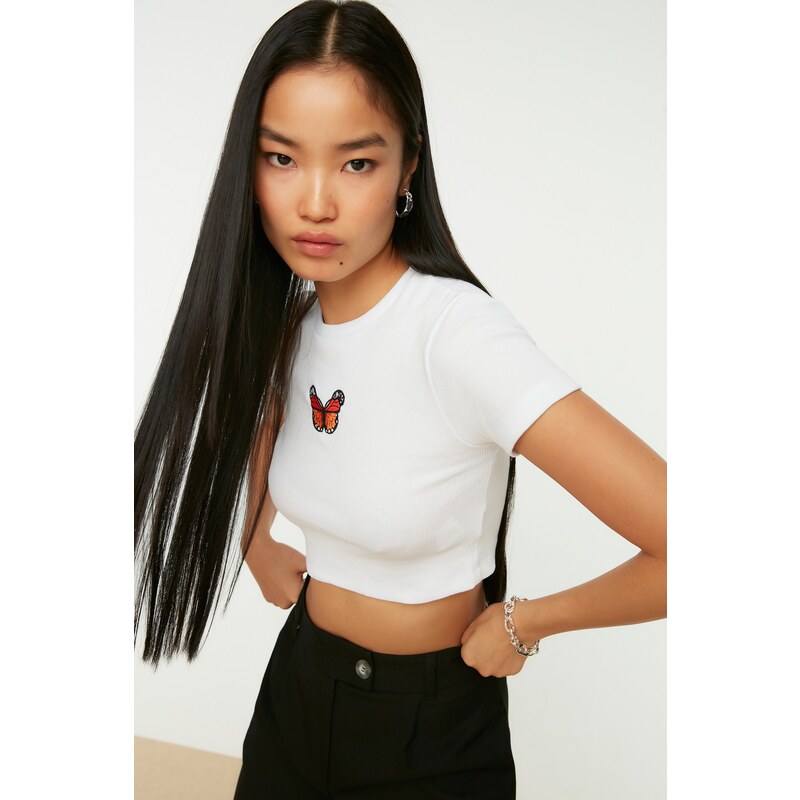 Dámský crop top Trendyol Embroidered