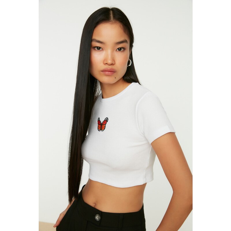 Dámský crop top Trendyol Embroidered