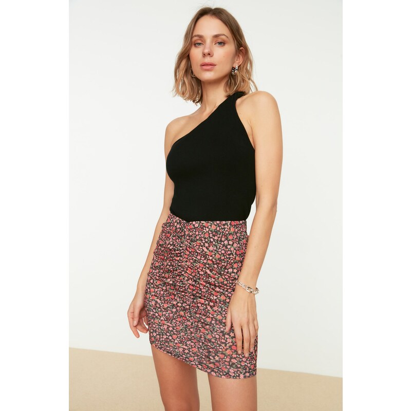 Trendyol Multicolored Floral Mini Knitted Skirt