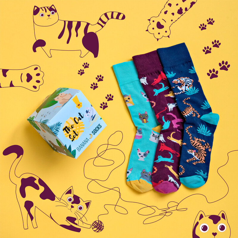 Banana Socks Banánové ponožky Sada ponožek The Cat Set