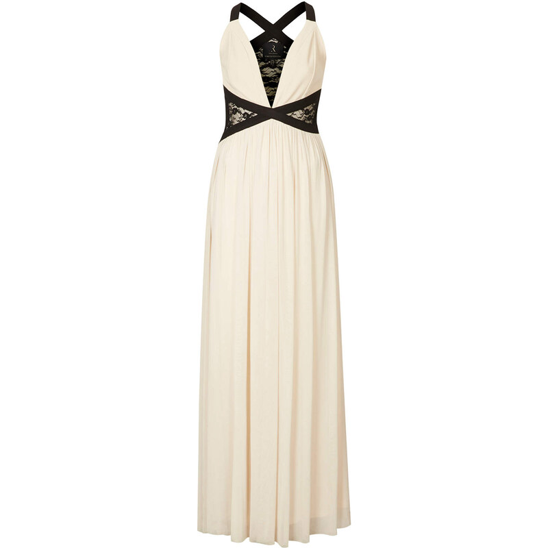 Topshop **Cream And Black Sheer Lace Insert Maxi Dress by Rare