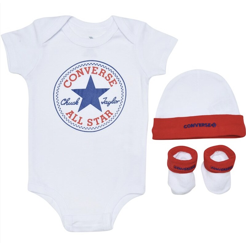 Converse classic ctp infant hat bodysuit bootie set 3pk RED