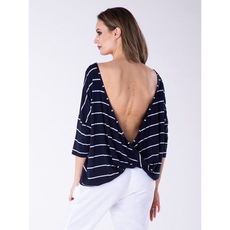 Look Made With Love Woman's Blouse 311 Paris Navy Blue/White