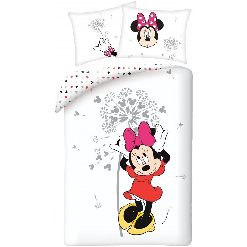 Halantex Bavlněné ložní povlečení Disney - motiv Minnie Mouse s pampeliškou - 100% bavlna - 70 x 90 cm + 140 x 200 cm