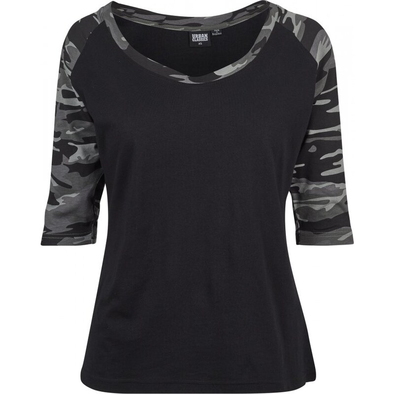 URBAN CLASSICS Ladies 3/4 Contrast Raglan Tee - black/darkcamo 109396465