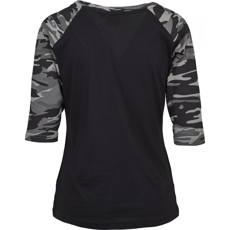 URBAN CLASSICS Ladies 3/4 Contrast Raglan Tee - black/darkcamo