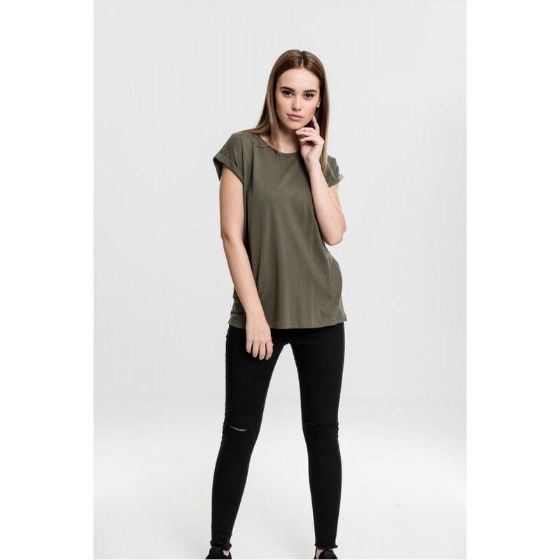 URBAN CLASSICS Ladies Extended Shoulder Tee - olive