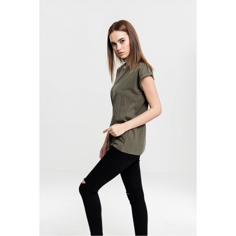 URBAN CLASSICS Ladies Extended Shoulder Tee - olive
