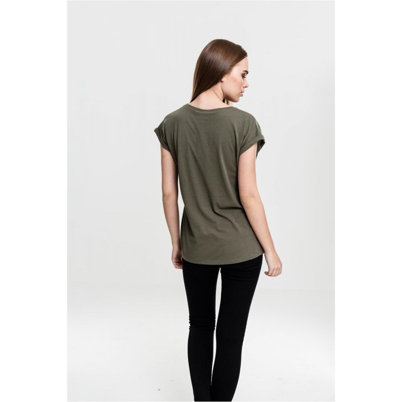 URBAN CLASSICS Ladies Extended Shoulder Tee - olive