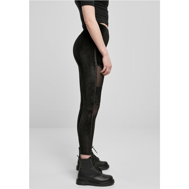 URBAN CLASSICS Ladies Velvet Tech Mesh Leggings