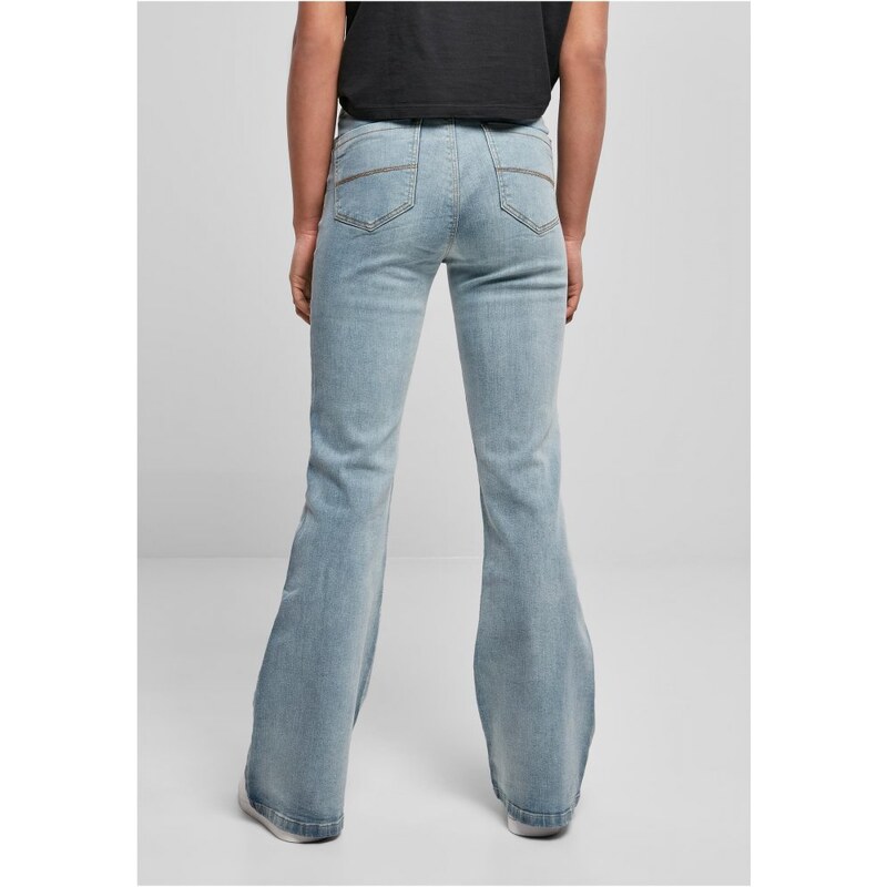 Dámské jeansy Urban Classics Ladies High Waist Flared Denim Pants - tinted light blue washed