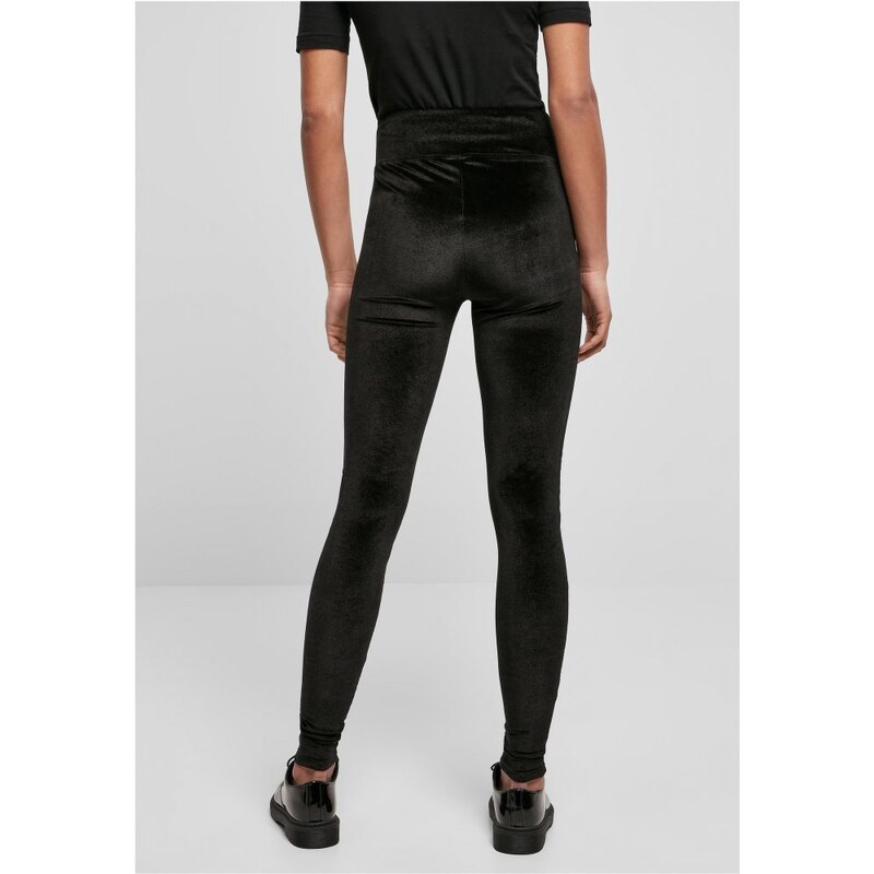 URBAN CLASSICS Ladies High Waist Velvet Leggings - black