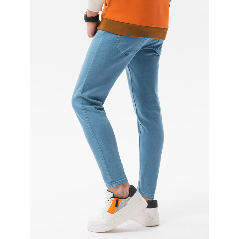 Ombre Clothing Pánské džínové kalhoty bez oděru SLIM FIT - modré V3 OM-PADP-0148