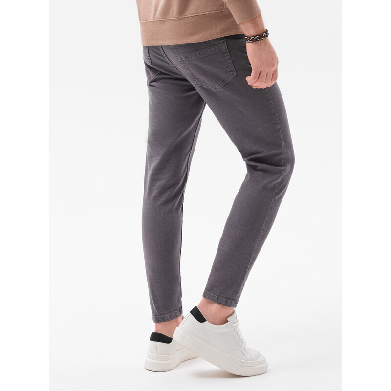 Ombre Clothing Pánské džínové kalhoty bez oděru SLIM FIT - grafitové V5 OM-PADP-0148