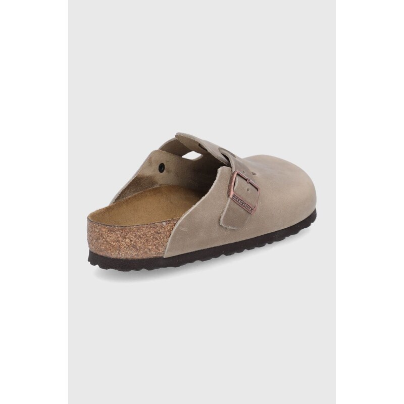 Kožené pantofle Birkenstock Boston SFB pánské, hnědá barva, 960811