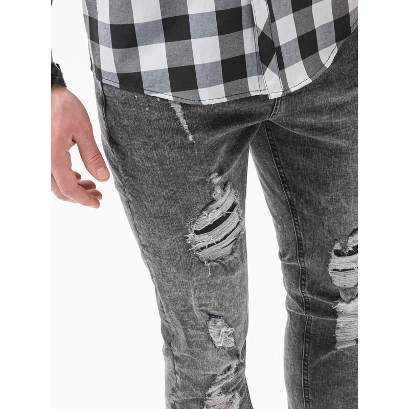 Ombre Clothing Pánské riflové kalhoty - šedá P1065