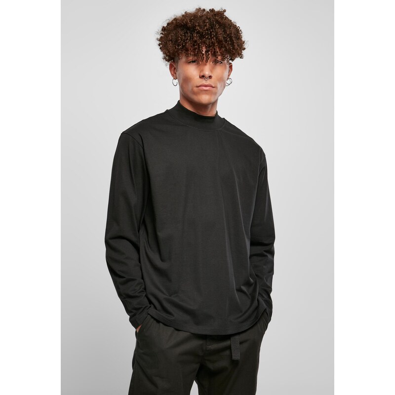 Urban Classics Heavy Boxy Mock Neck Neck s dlouhým rukávem černý