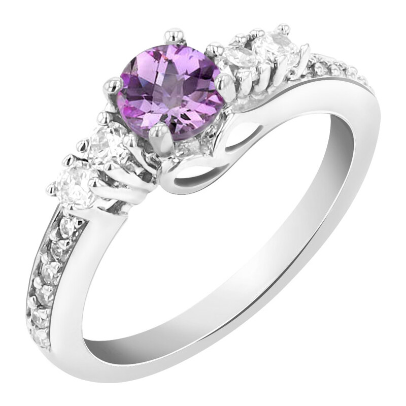 Eppi Romantický stříbrný prsten s růžovým safírem Tereza