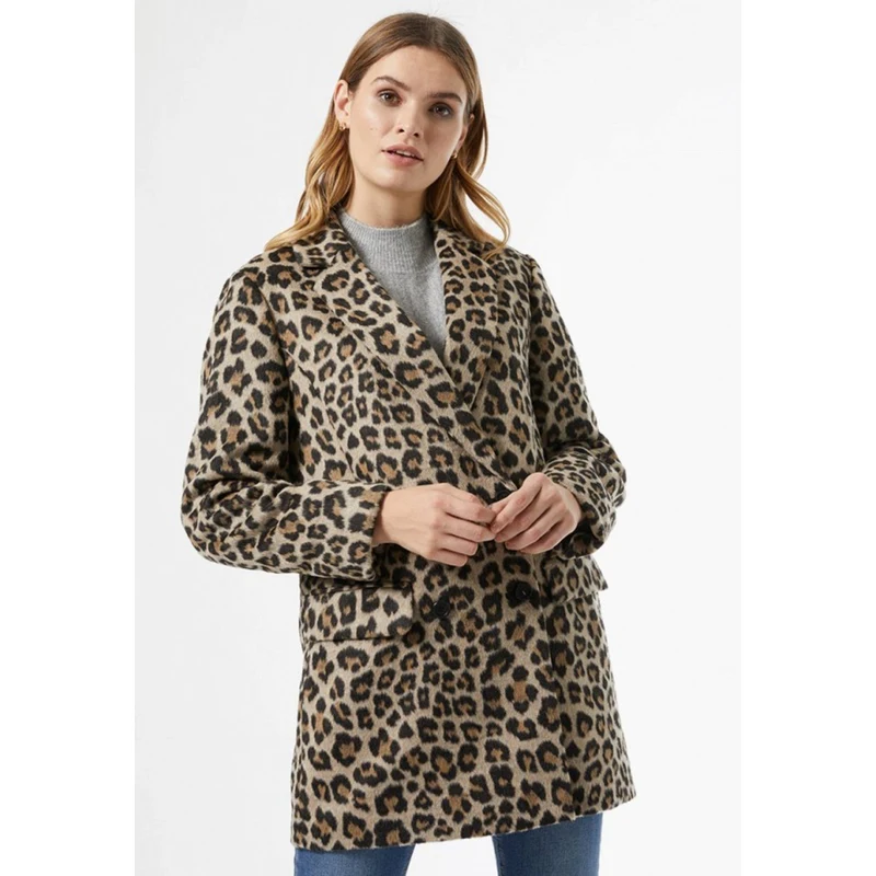 Světle hnědý kabát s leopardím vzorem Dorothy Perkins - GLAMI.cz