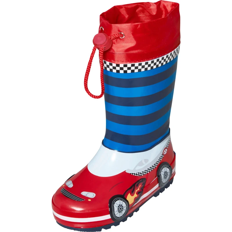 PLAYSHOES Gumové holínky Rennwagen modrá / červená / bílá