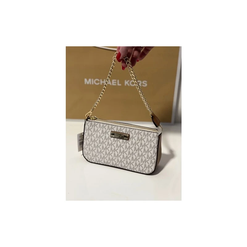 Michael Kors Jet Set Medium Chain Pouchette (Vanilla