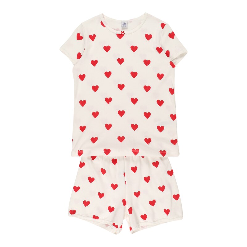 PETIT BATEAU Pyžamo ohnivá červená / barva bílé vlny