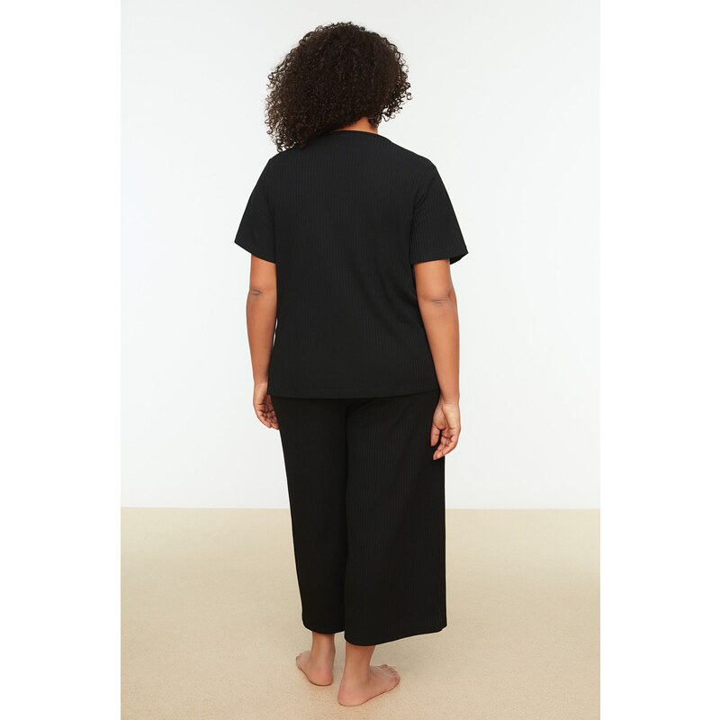 Trendyol Curve Black Knitted Pajamas Set