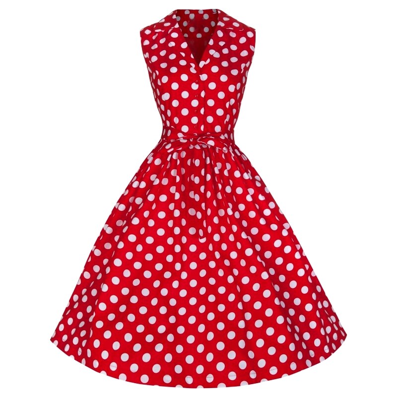 MATILDA červené puntíkované šaty ve stylu padesátých let