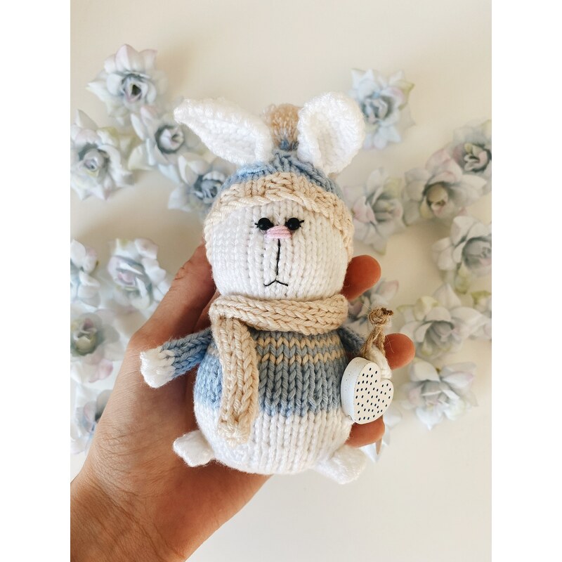 BRIMOON Zajíček modrý pletený amigurumi