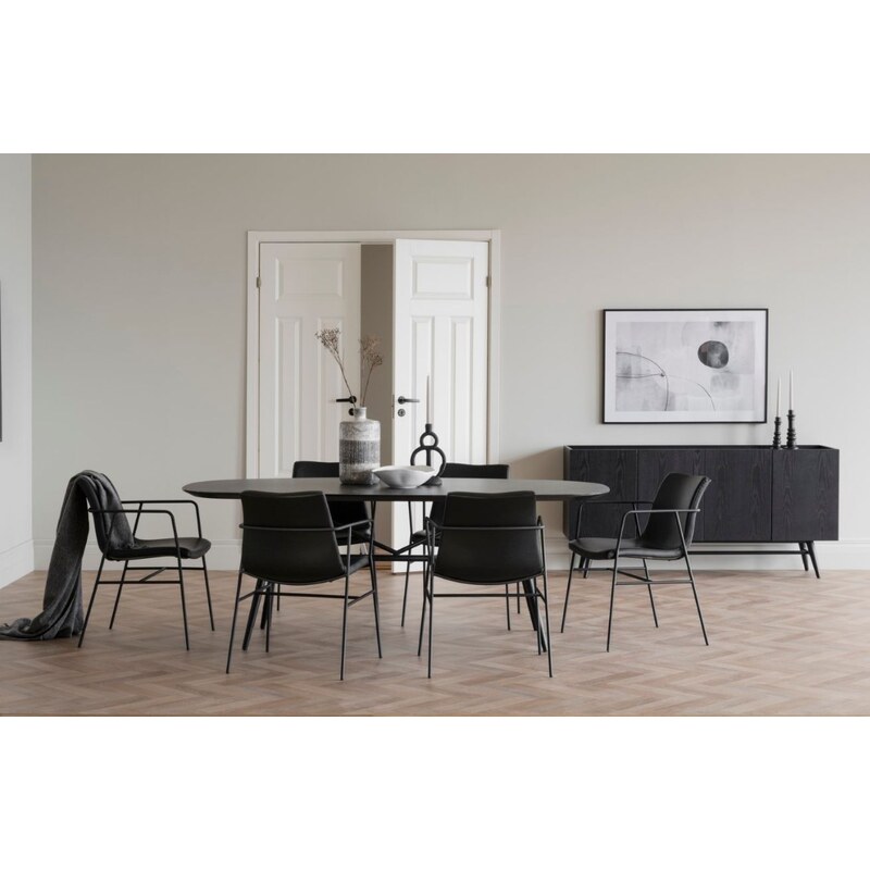 Černý oválný mramorový jídelní stůl ROWICO SPRINGDALE 200 x 98 cm