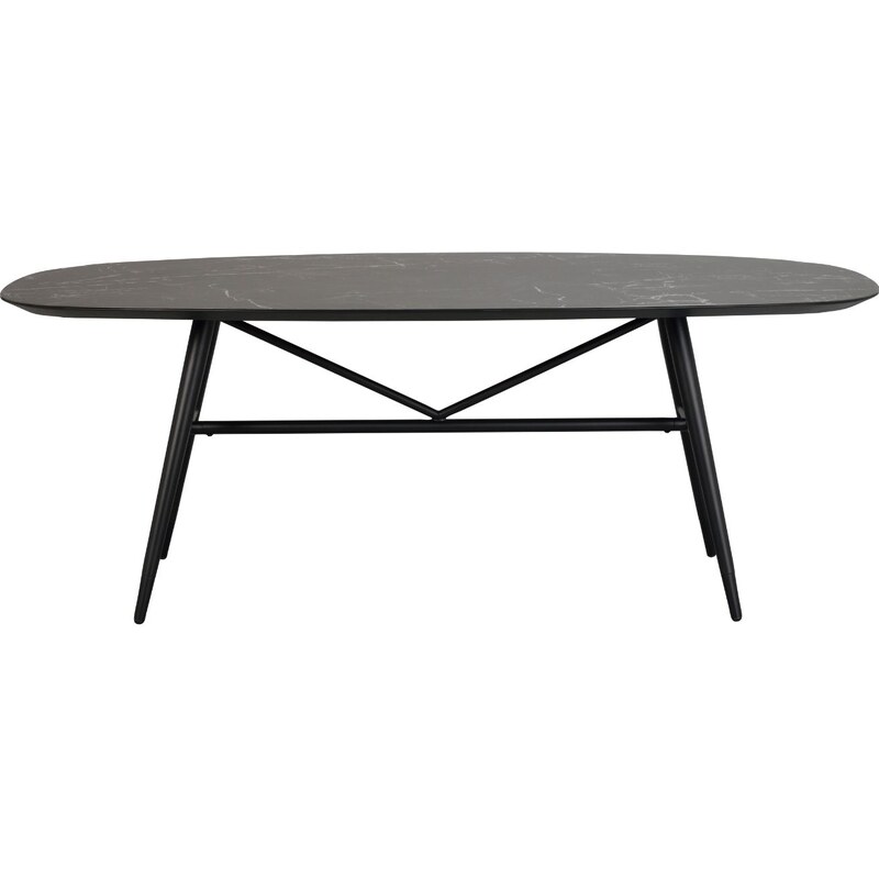 Černý oválný mramorový jídelní stůl ROWICO SPRINGDALE 200 x 98 cm