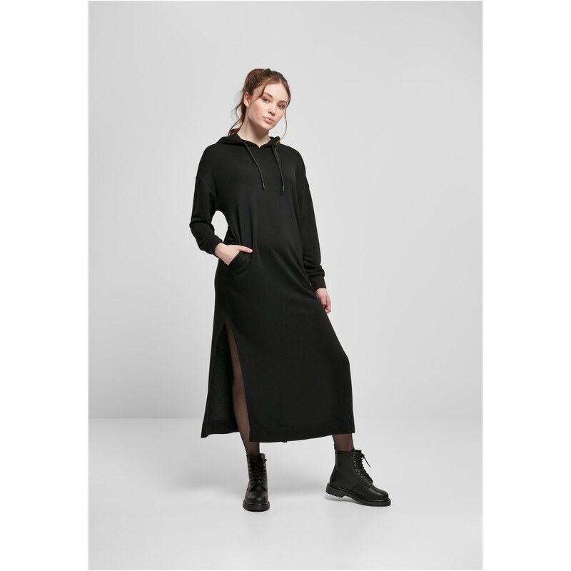 Dámská mikina Urban Classics Modal Terry Long Hoody Dress - černá