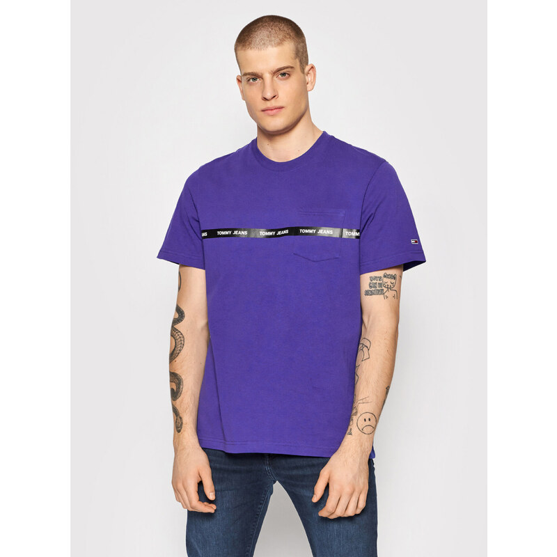 Tommy Jeans pánské fialové tričko Branded