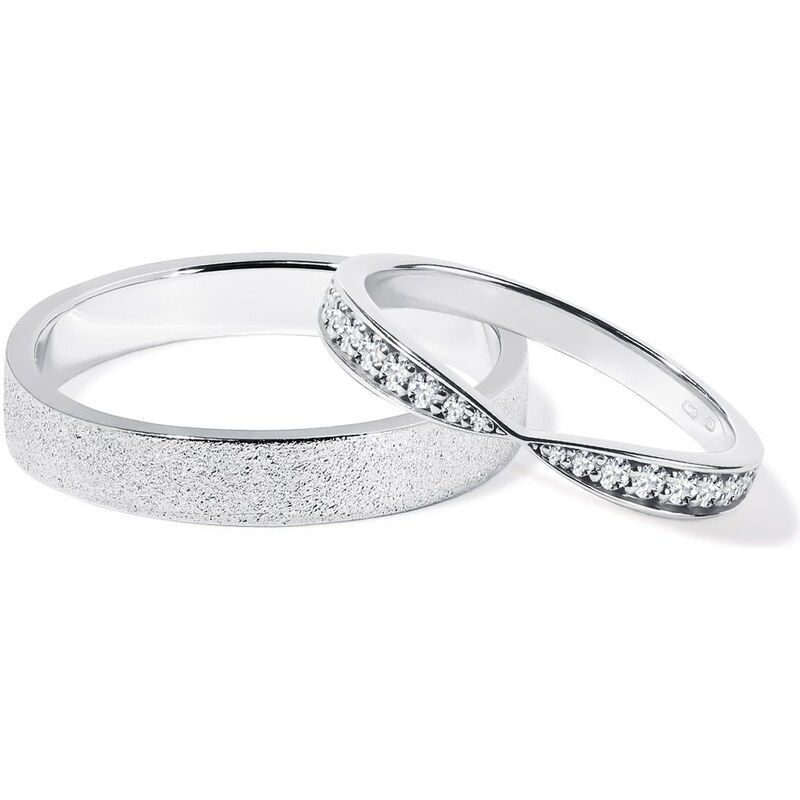 Snubní prsteny z bílého zlata s brilianty KLENOTA S0125022