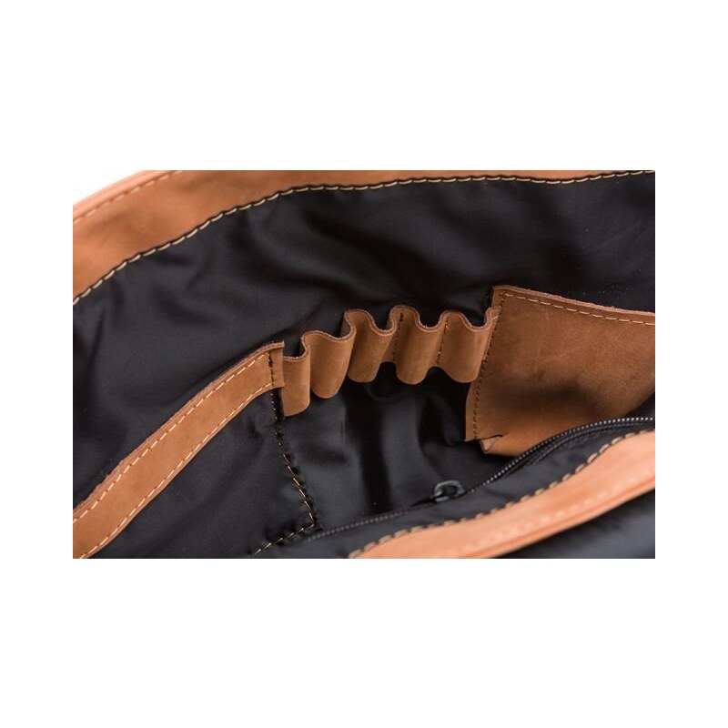 Kabelky od Hraběnky Unisex městská kožená značková taška; velbloud SKL
