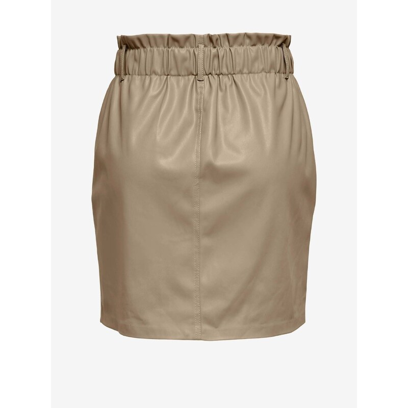 Béžová dámská koženková krátká sukně ONLY Maureen - Dámské